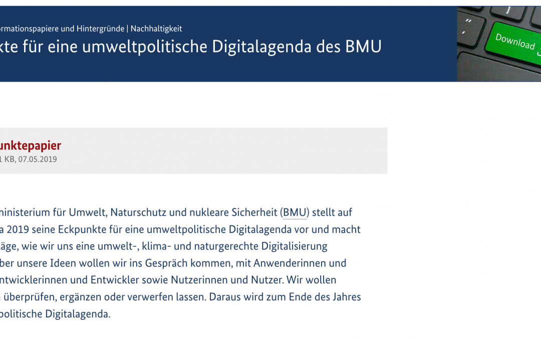 Wie nachhaltig kann die umweltpolitischen Digitalagenda des Bundesministerium für Umwelt (BMU) wirklich sein?